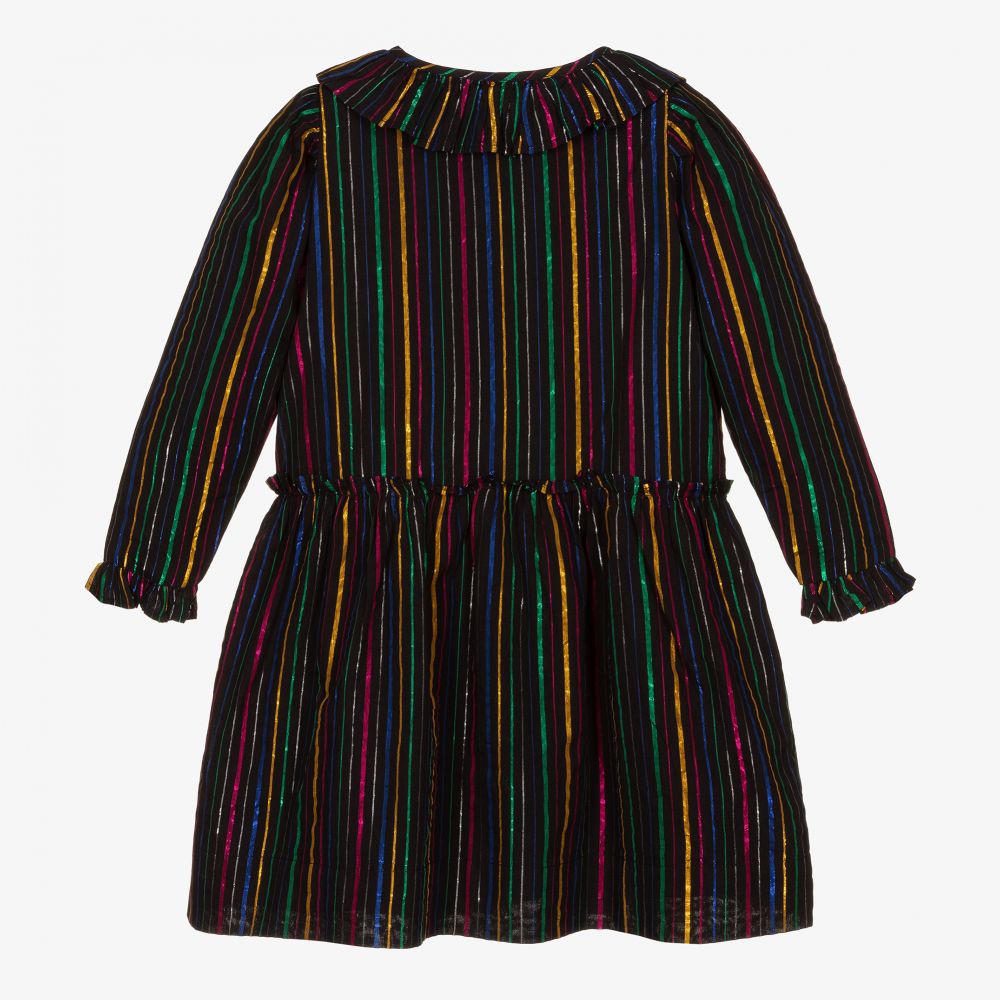 Stella McCartney Kids-Черное платье с люрексом в полоску для девочек | Childrensalon Outlet