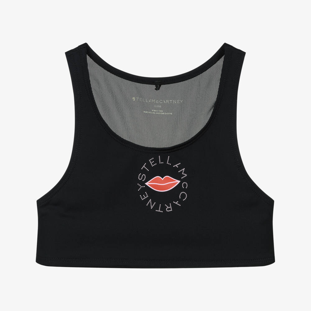 Stella McCartney Kids-توب رياضي شبكي أسود للبنات | Childrensalon Outlet