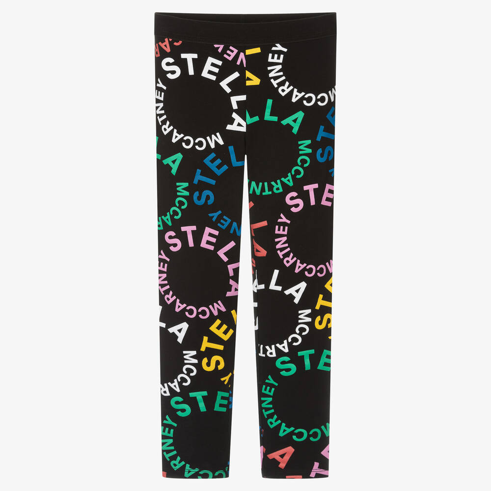 Stella McCartney Kids - Girls Black Organic Cotton Leggings | Childrensalon