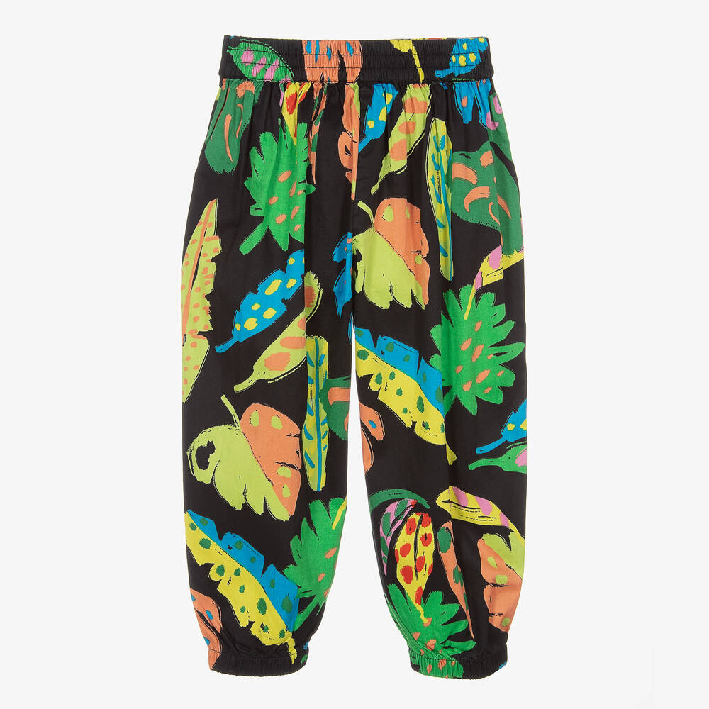 Stella McCartney Kids-بنطلون قطن عضوي بوبلين لون أسود للبنات | Childrensalon Outlet