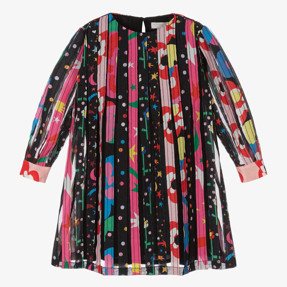 Stella McCartney Kids - Girls Black Patch Stripe Dress | Childrensalon
