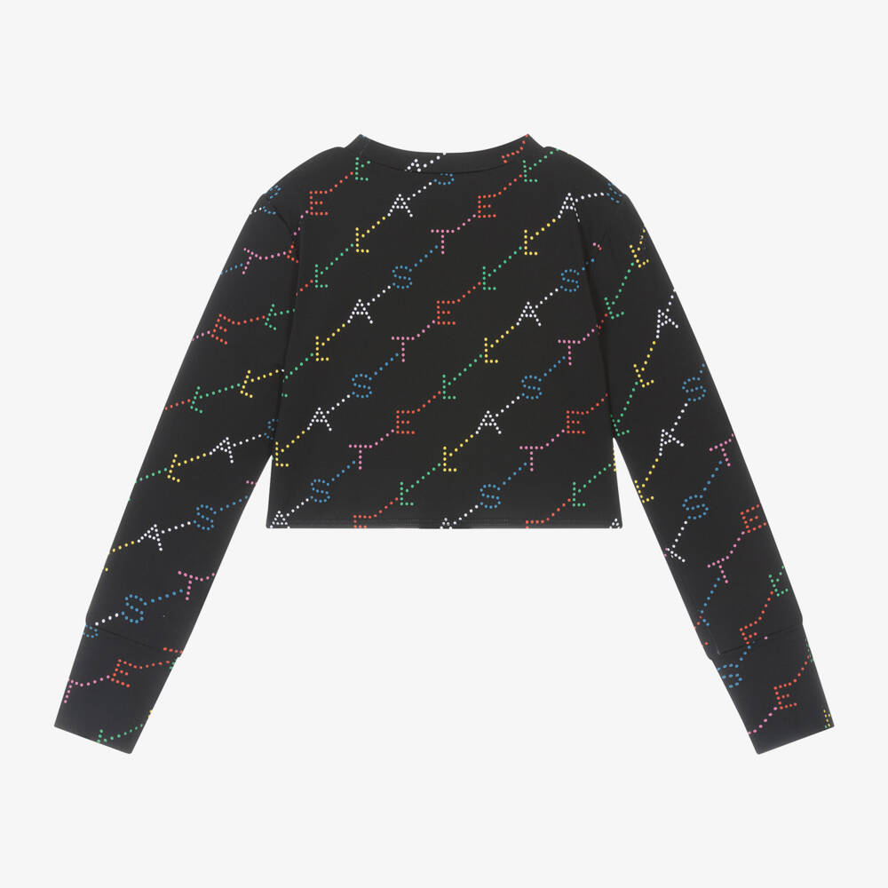 Stella McCartney Kids-Черный спортивный топ для девочек (UPF50+) | Childrensalon Outlet