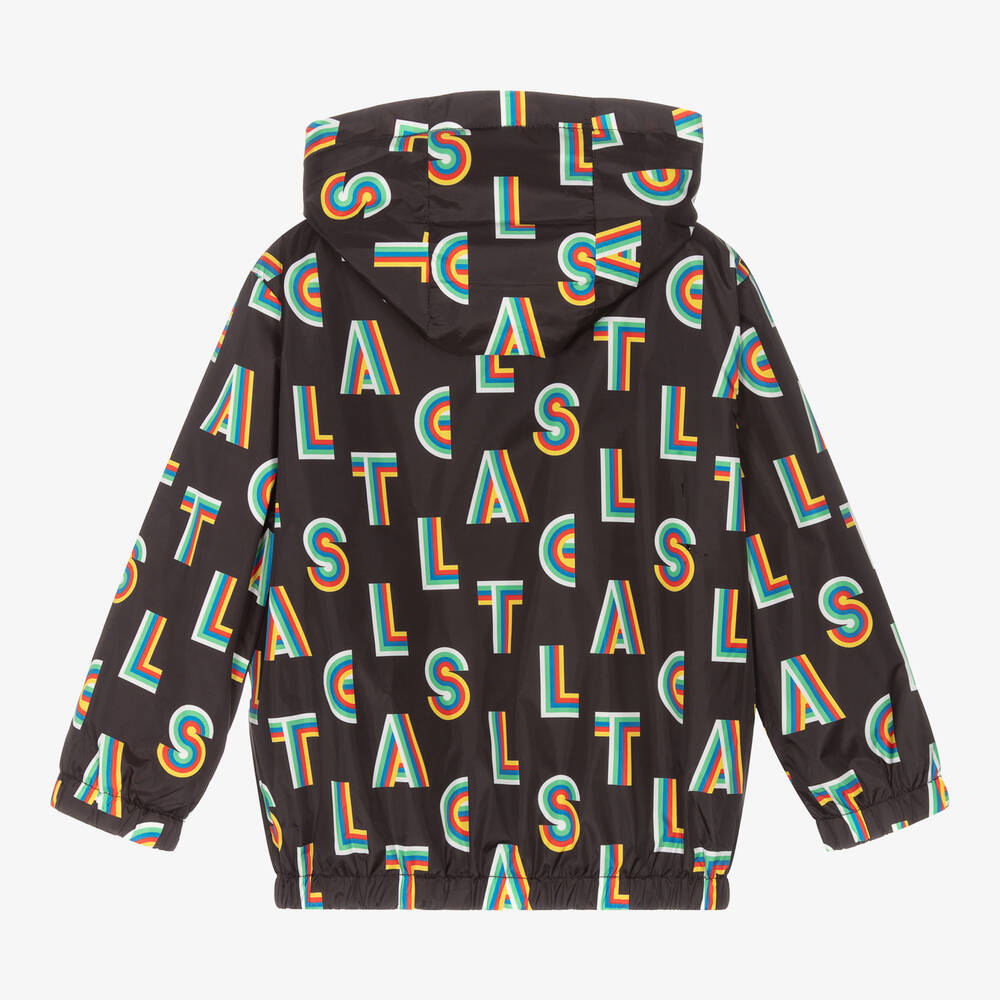 Stella McCartney Kids-Girls Black Rainbow Print Raincoat | Childrensalon Outlet