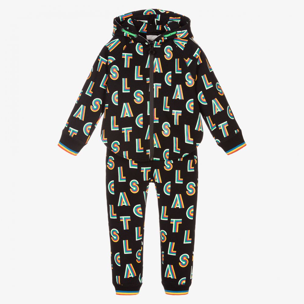 Stella McCartney Kids-Girls Black Rainbow Tracksuit | Childrensalon Outlet