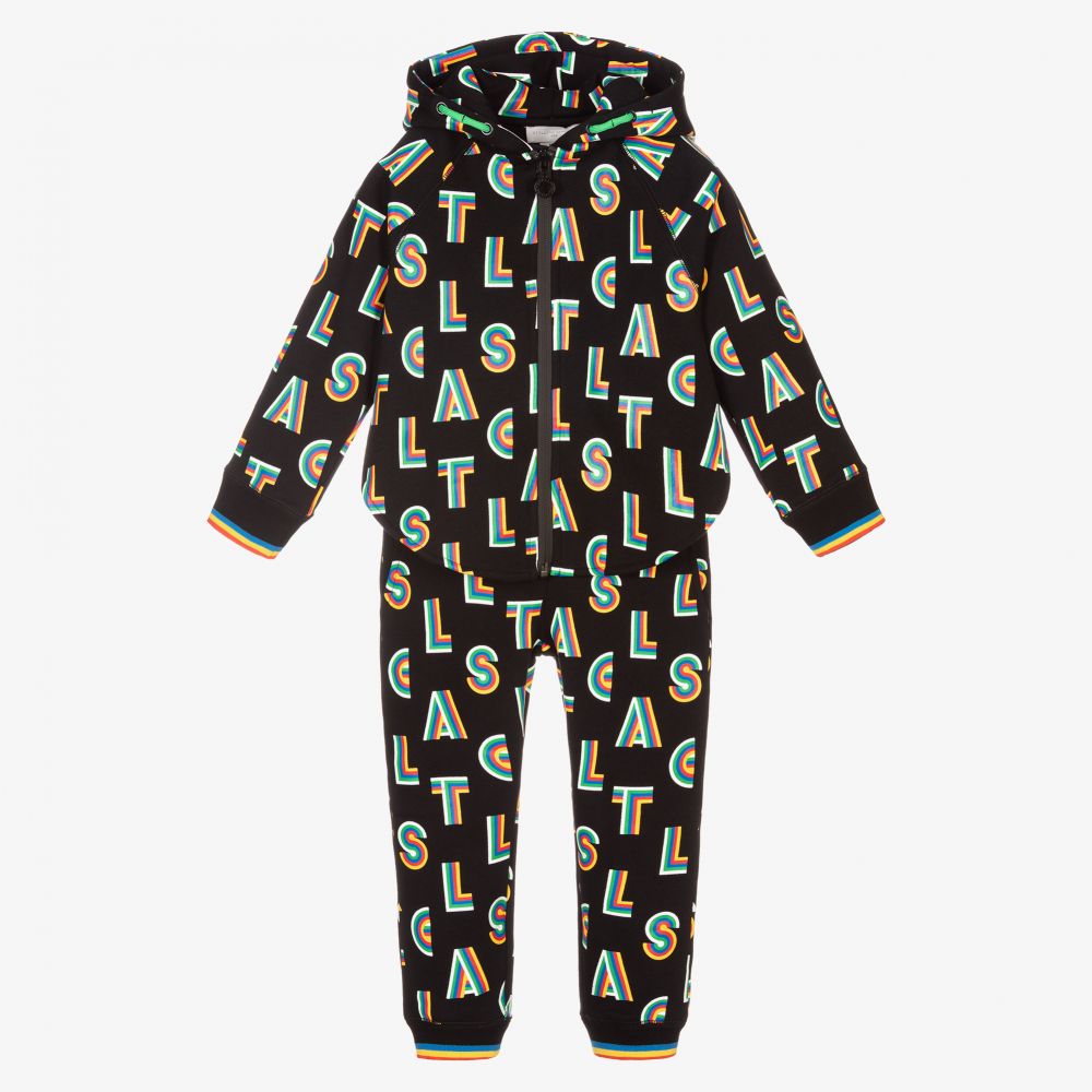 Stella McCartney Kids - Girls Black Rainbow Tracksuit | Childrensalon