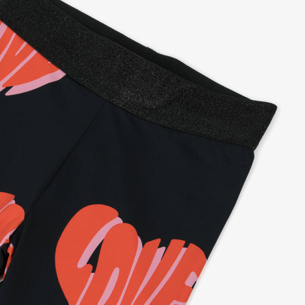 Stella McCartney Kids-Girls Black & Red Love Heart Leggings | Childrensalon Outlet