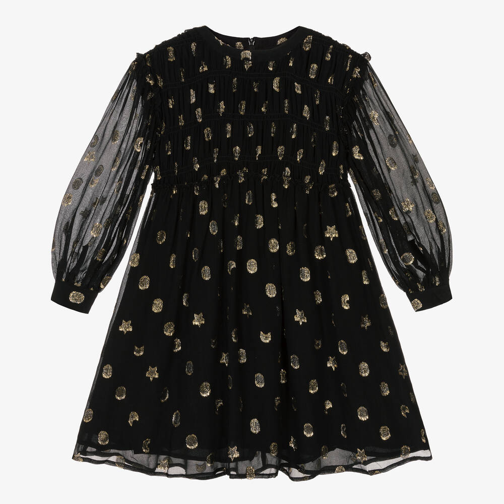 Stella McCartney Kids - Schwarzes Seiden-Chiffonkleid (M) | Childrensalon