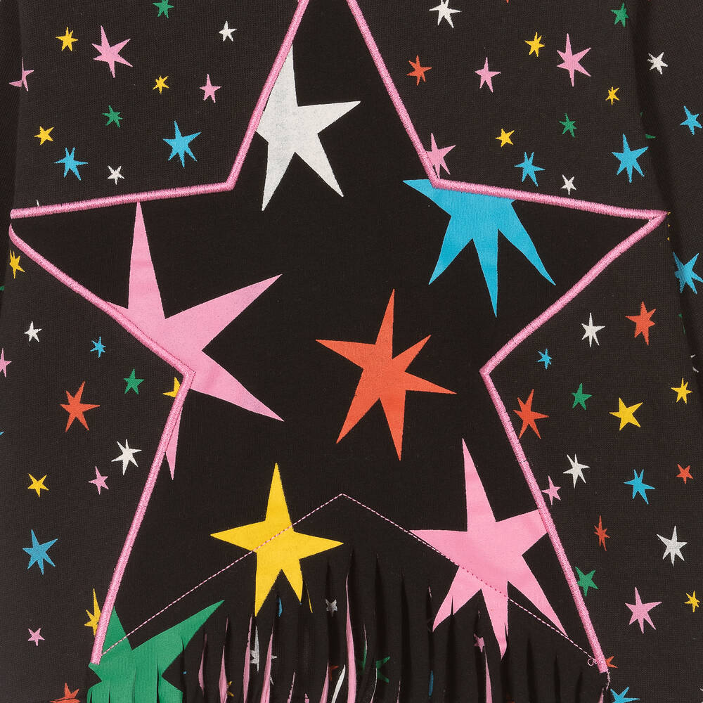 Stella McCartney Kids-سويتشيرت بطبعة نجوم لون أسود للبنات | Childrensalon Outlet