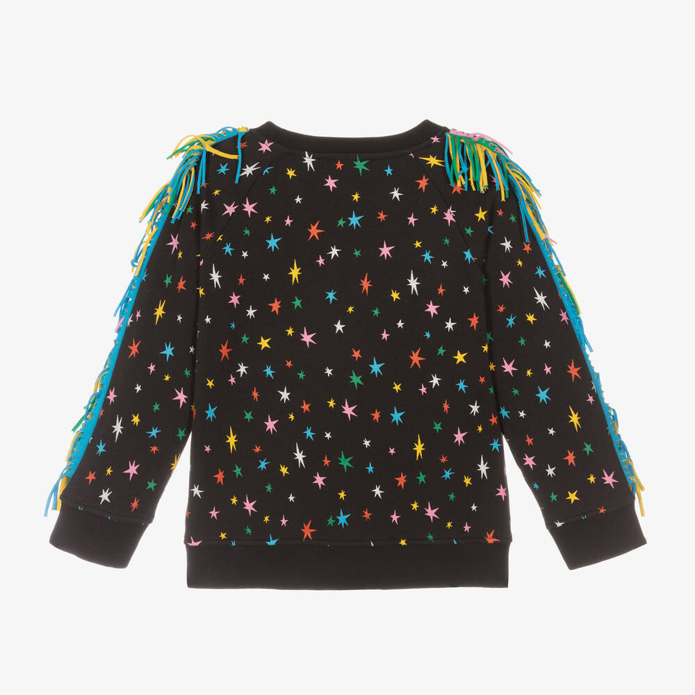 Stella McCartney Kids-سويتشيرت بطبعة نجوم لون أسود للبنات | Childrensalon Outlet