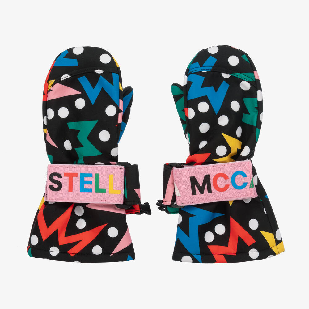 Stella McCartney Kids - Girls Black Star Ski Gloves | Childrensalon