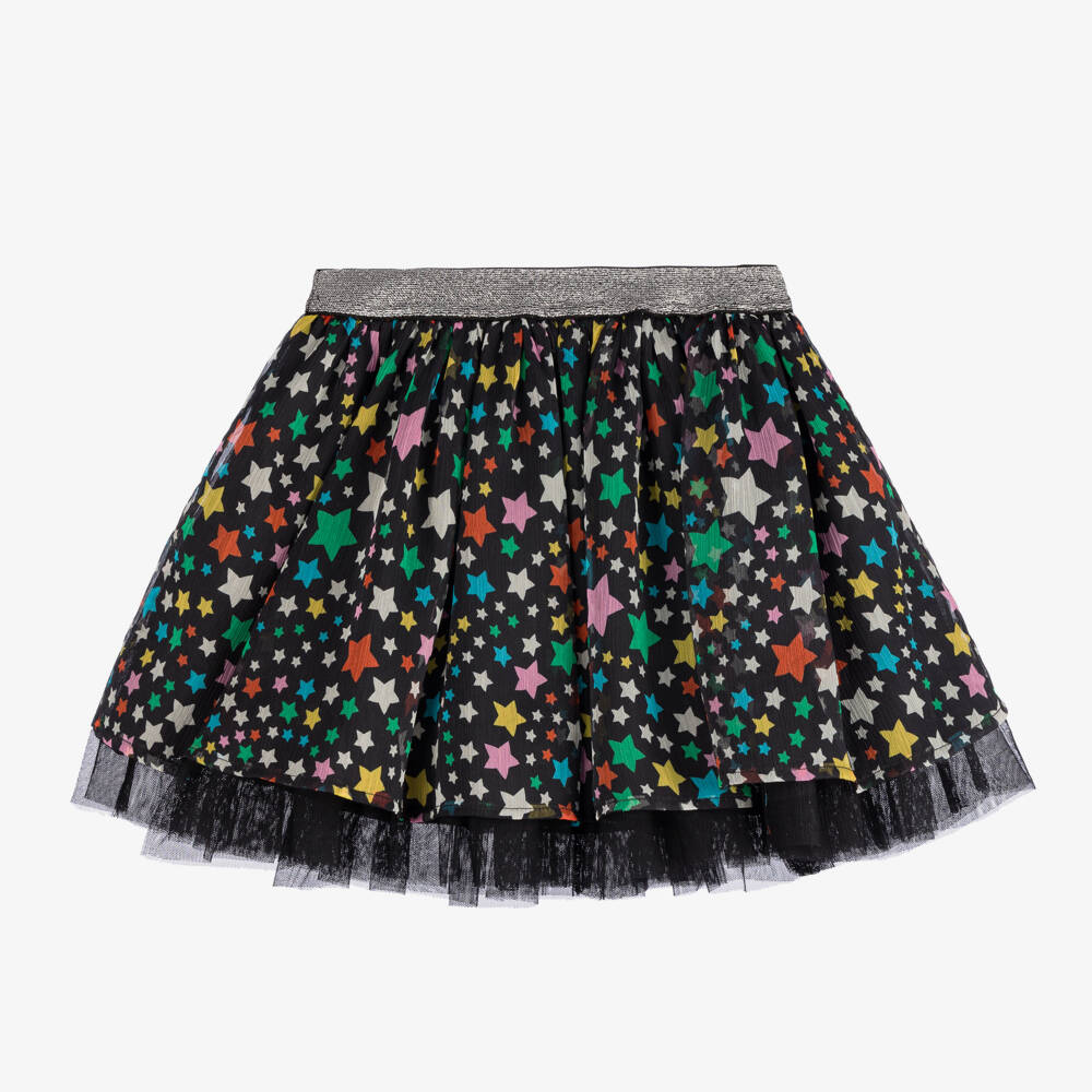 Stella McCartney Kids-Girls Black Starry Chiffon Skirt | Childrensalon Outlet