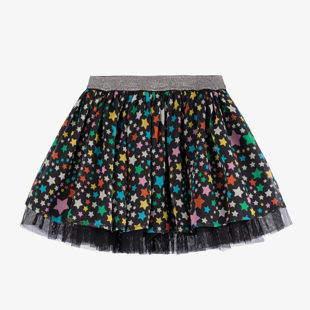 Stella McCartney Kids-Girls Black Starry Chiffon Skirt | Childrensalon Outlet