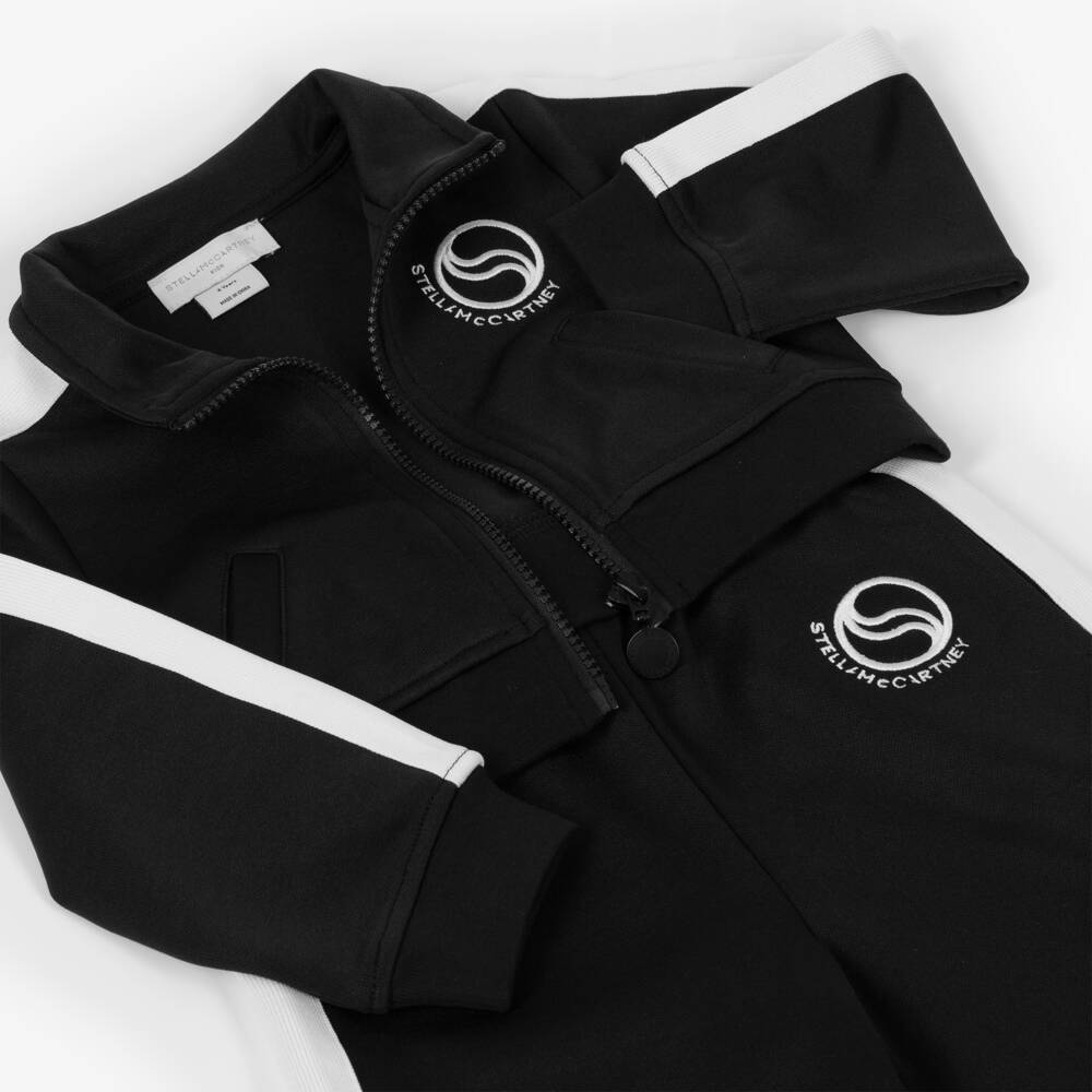 Stella McCartney Kids-Girls Black Tracksuit with White Logos & Trims | Childrensalon Outlet