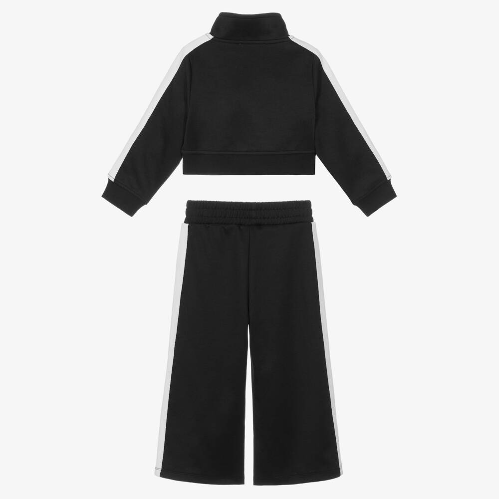Stella McCartney Kids-Girls Black Tracksuit with White Logos & Trims | Childrensalon Outlet