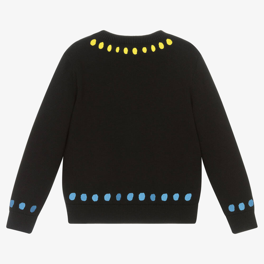 Stella McCartney Kids-Girls Black Tulips & Hearts Knit Cardigan | Childrensalon Outlet