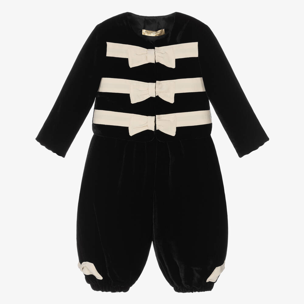 Stella McCartney Kids - Girls Black Velvet Trouser Set | Childrensalon