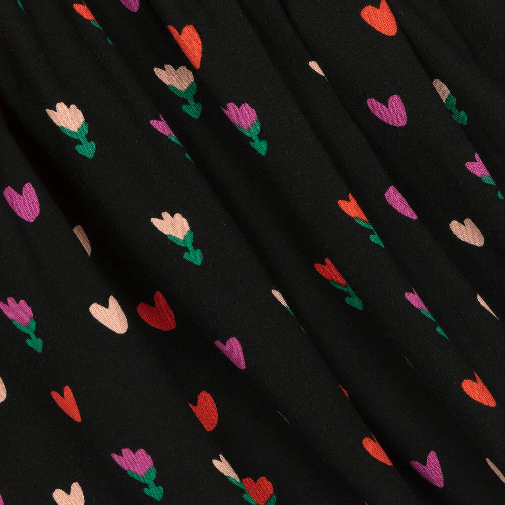 Stella McCartney Kids-Girls Black Viscose Tulips & Hearts Dress | Childrensalon Outlet