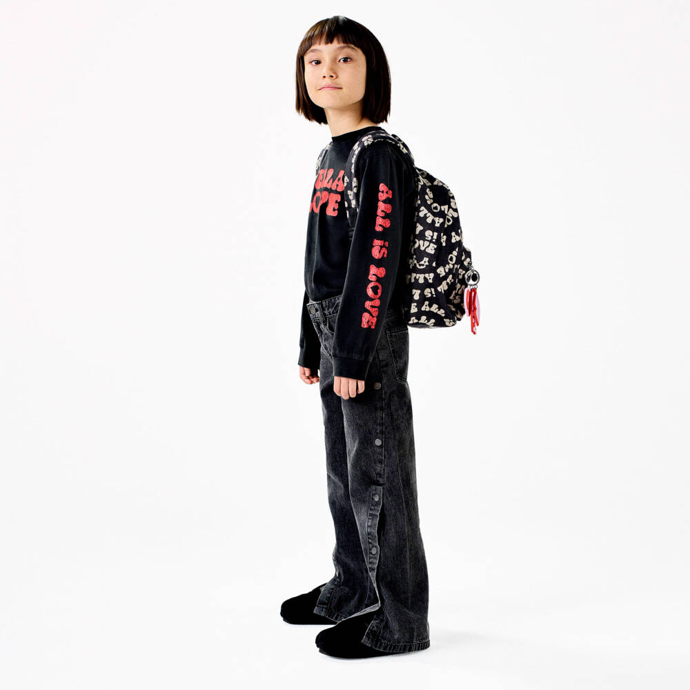 Stella McCartney Kids-بنطلون جينز أسود واسع للبنات بأزرار | Childrensalon Outlet