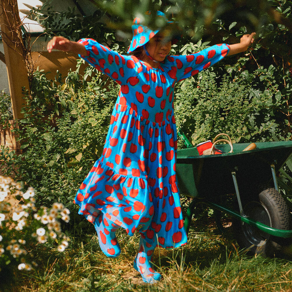 Stella McCartney Kids-Girls Blue Apple Maxi Dress | Childrensalon Outlet