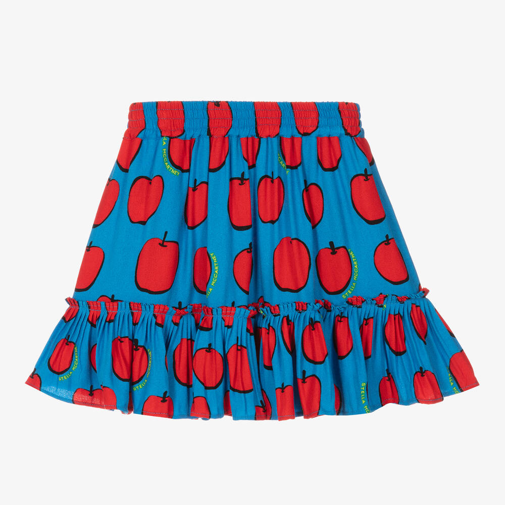 Stella McCartney Kids - Голубая юбка с принтом яблок для девочек | Childrensalon