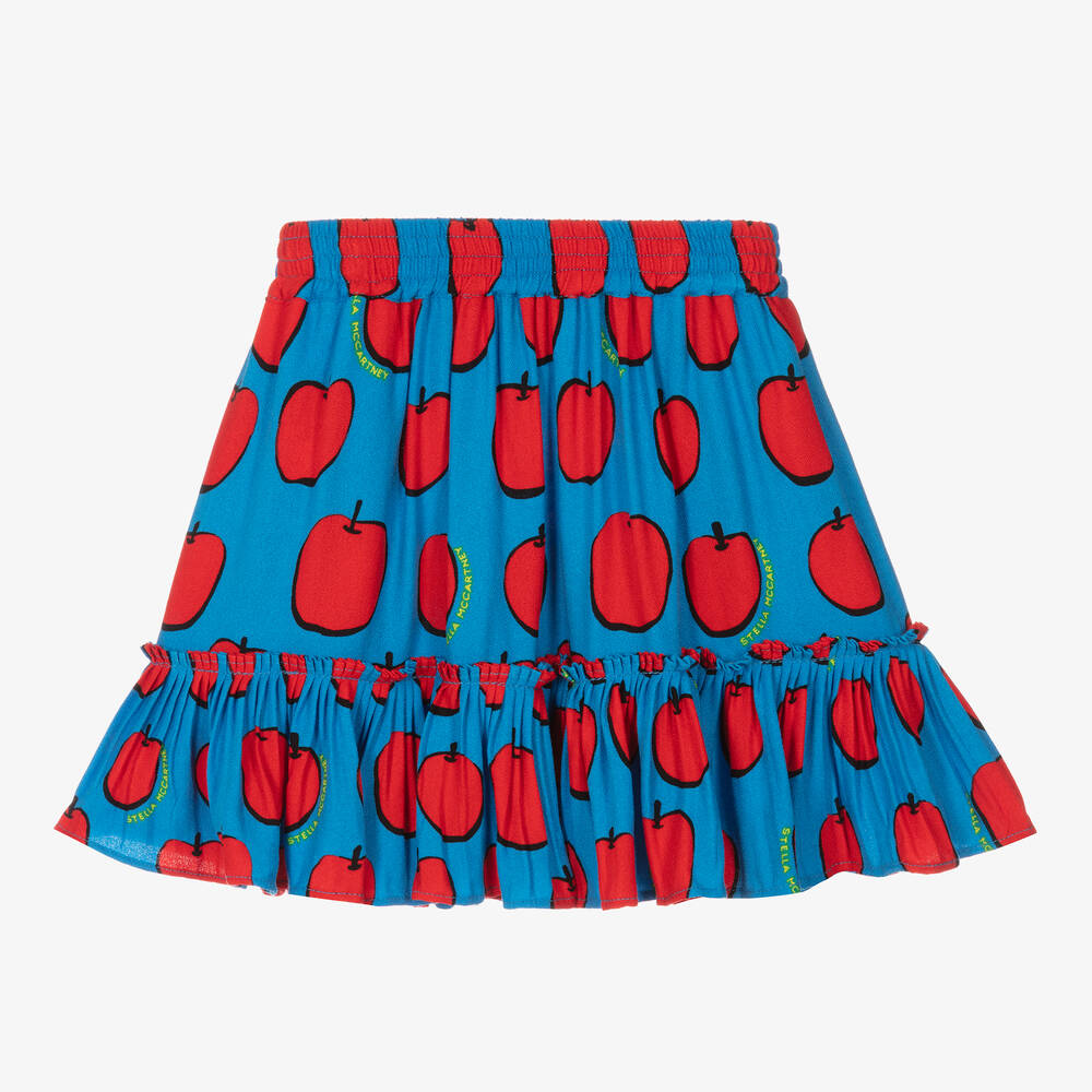 Stella McCartney Kids Girls Blue Apple Print Skirt
