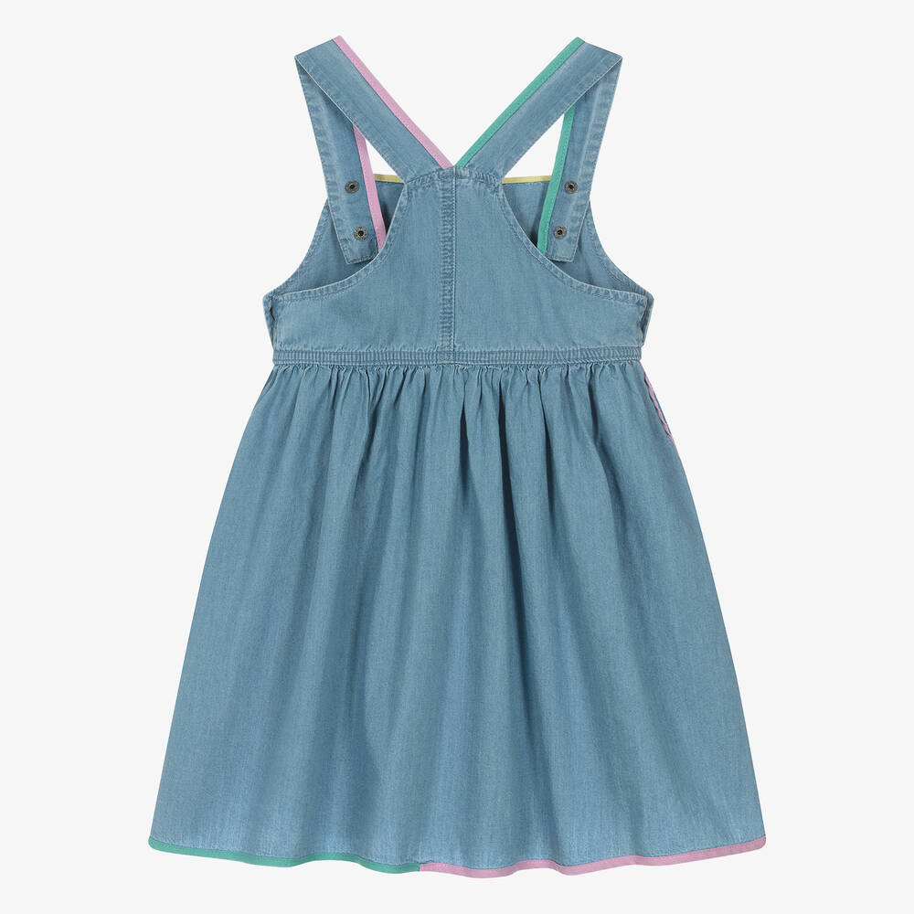 Stella McCartney Kids-Girls Blue Chambray Dungaree Dress | Childrensalon Outlet