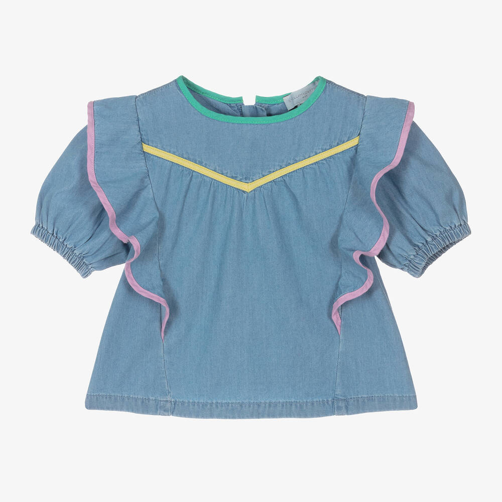 Stella McCartney Kids-Girls Blue Cotton Chambray Blouse | Childrensalon Outlet