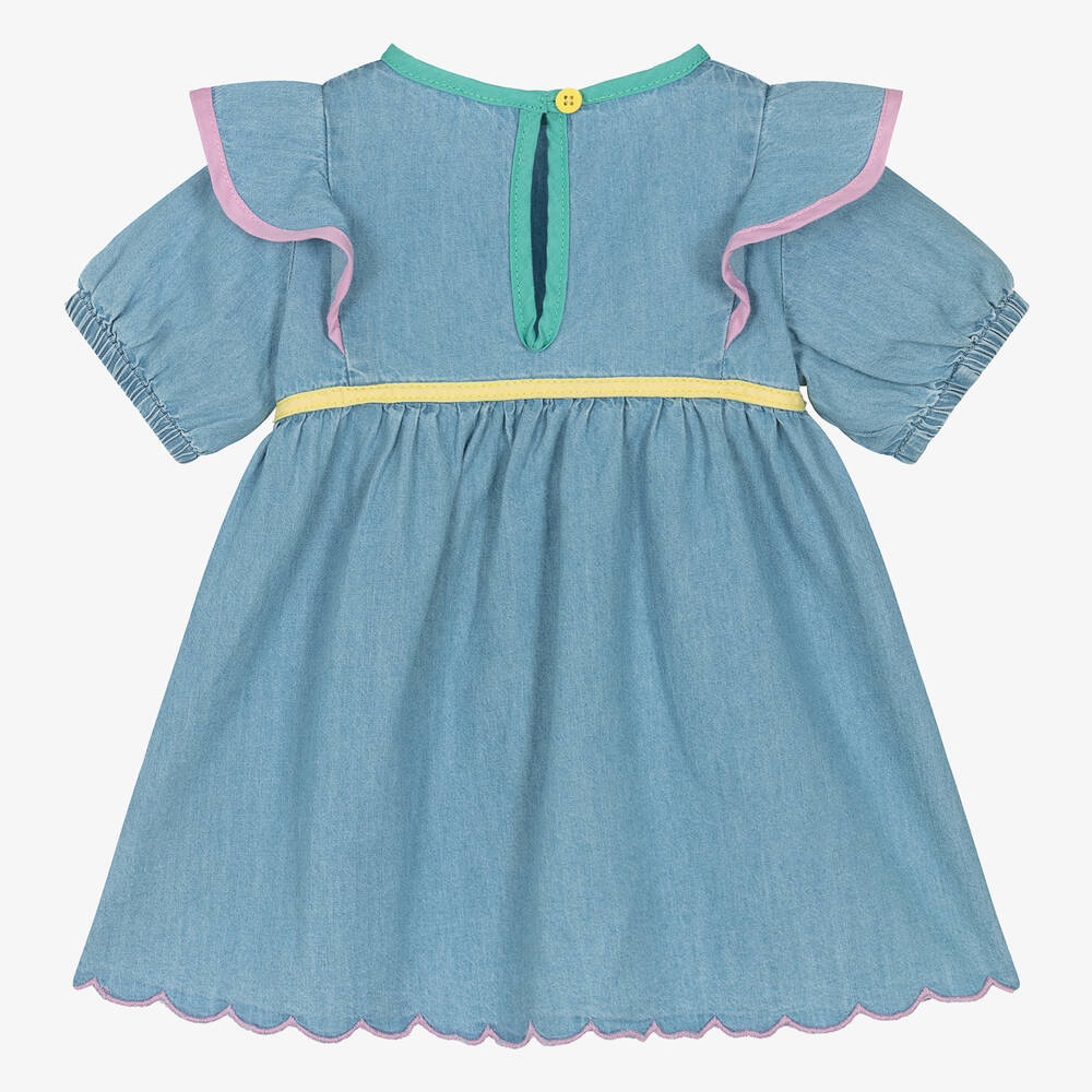 Stella McCartney Kids-Girls Blue Cotton Chambray Dress | Childrensalon Outlet
