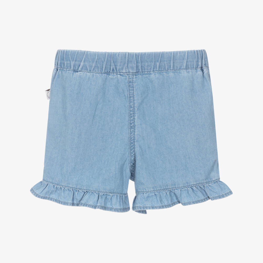 Stella McCartney Kids-Girls Blue Cotton Chambray Ladybird Shorts | Childrensalon Outlet