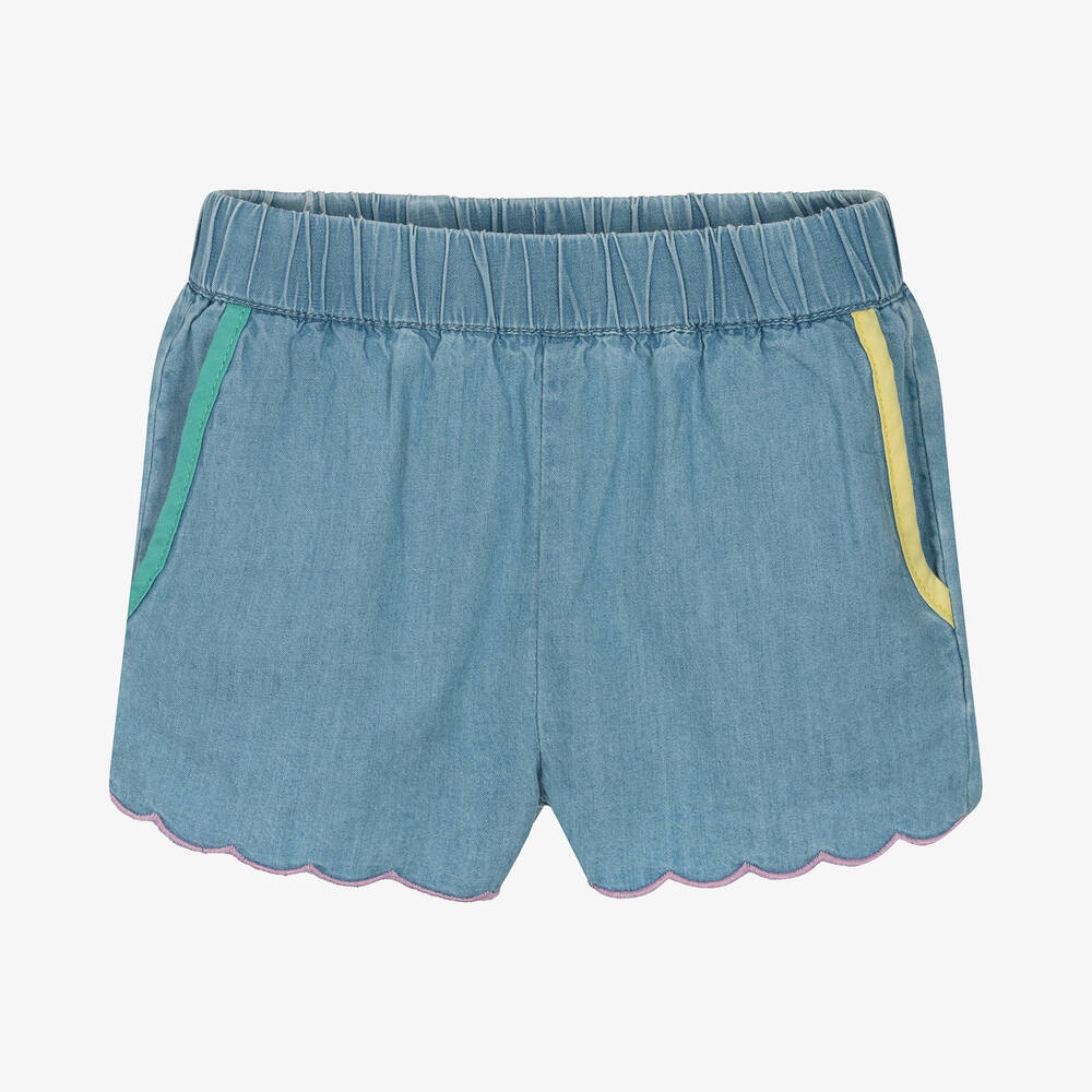 Stella McCartney Kids-Голубые шорты из хлопкового шамбре для девочек | Childrensalon Outlet
