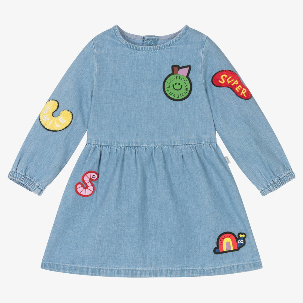 Stella McCartney Kids-Girls Blue Cotton Denim Dress | Childrensalon Outlet