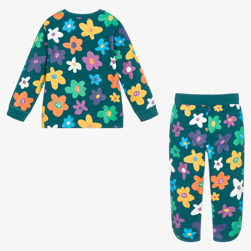 Stella McCartney Kids-Girls Blue Cotton Floral Tracksuit | Childrensalon Outlet
