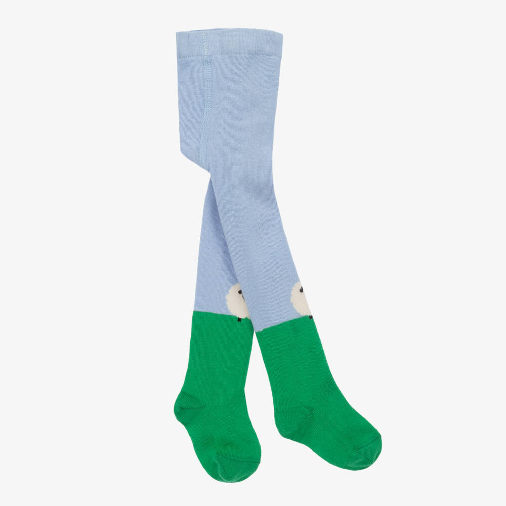 Stella McCartney Kids-Girls Blue Cotton Sheep Knit Tights | Childrensalon Outlet