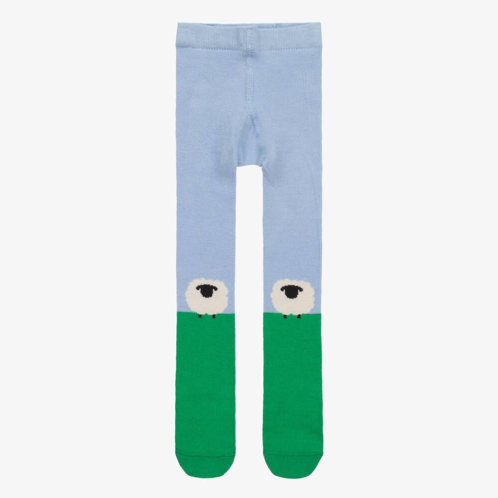 Stella McCartney Kids-Girls Blue Cotton Sheep Knit Tights | Childrensalon Outlet