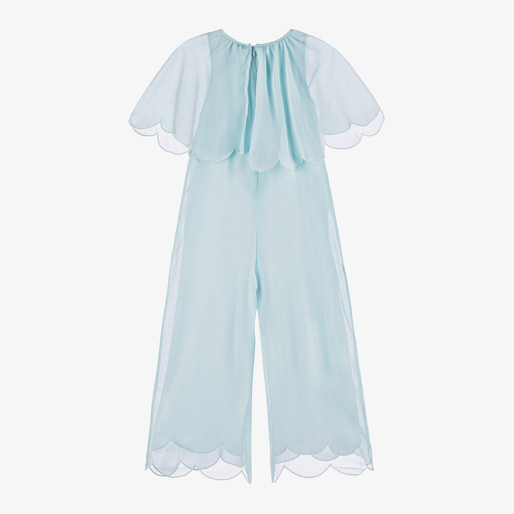 Stella McCartney Kids-جمبسوت شيفون كريب لون أزرق باستيل للبنات | Childrensalon Outlet