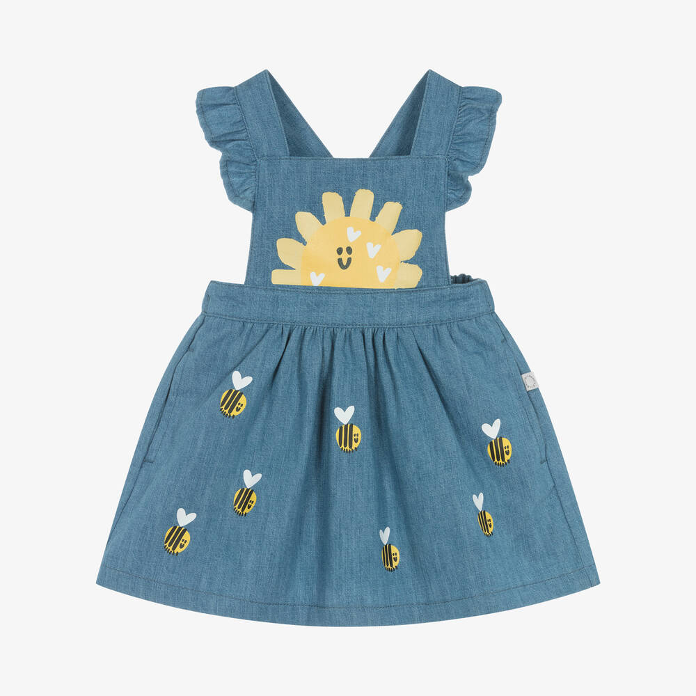 Stella McCartney Kids-Girls Blue Denim Bee Print Dress | Childrensalon Outlet