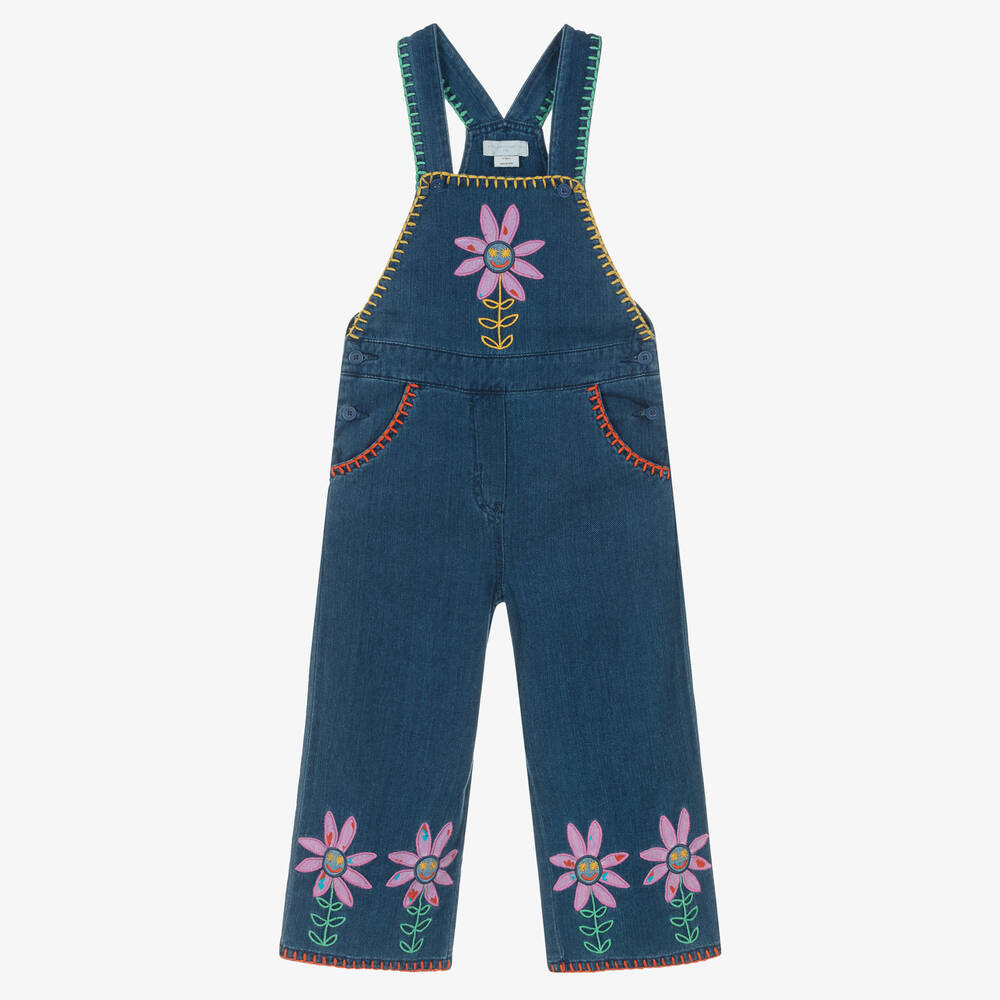 Stella McCartney Kids - Blaue florale Denim-Latzhose für Mädchen | Childrensalon