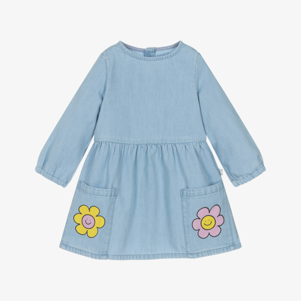 Stella McCartney Kids-Girls Blue Denim Happy Flower Dress | Childrensalon Outlet