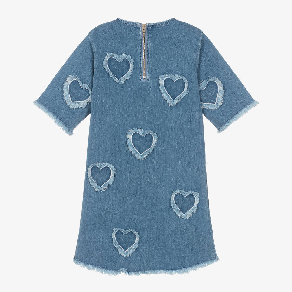 Stella McCartney Kids-Girls Blue Denim Heart Dress | Childrensalon Outlet
