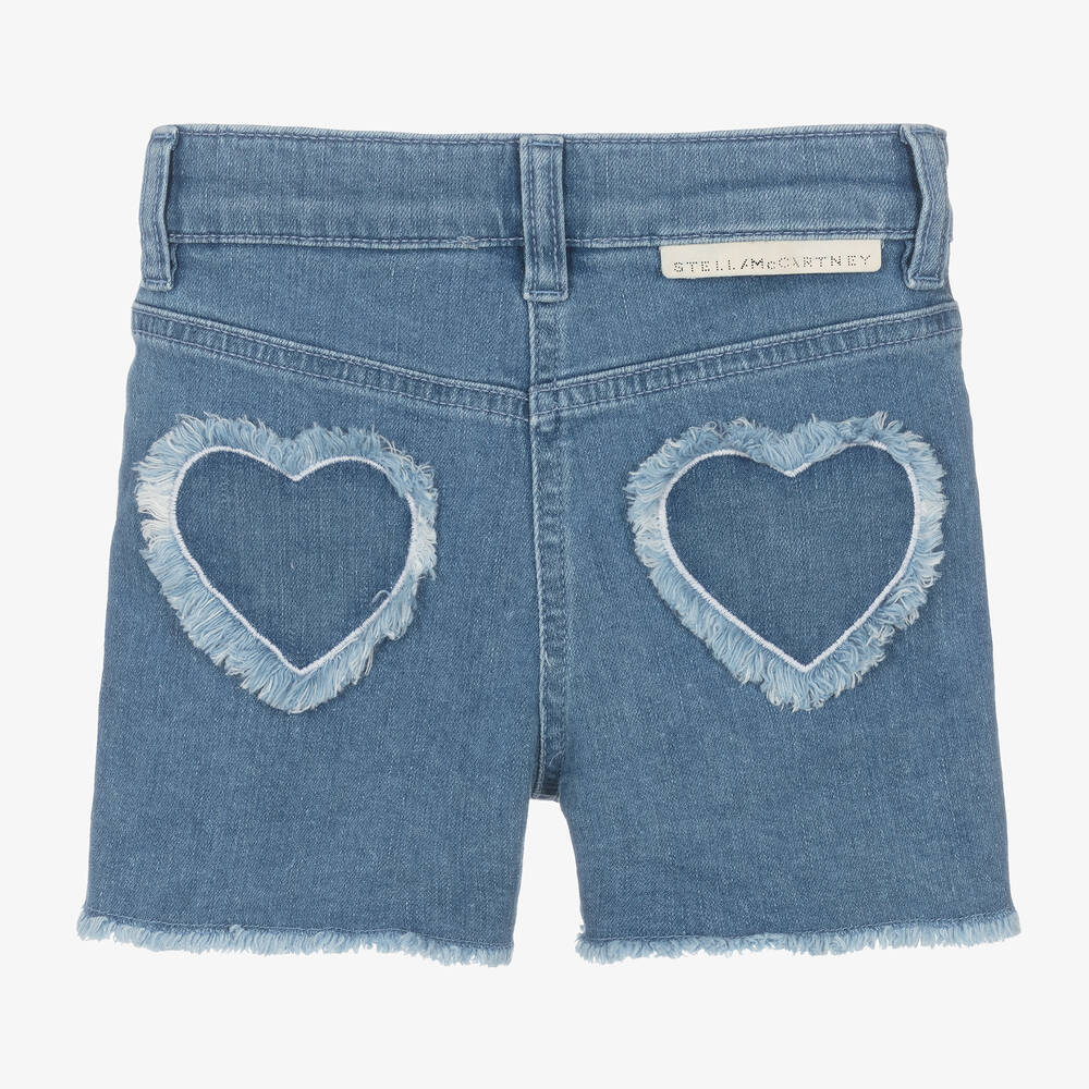 Stella McCartney Kids - Girls Blue Denim Heart Shorts