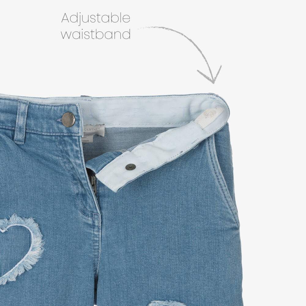 Stella McCartney Kids-Girls Blue Denim Hearts Jeans | Childrensalon Outlet
