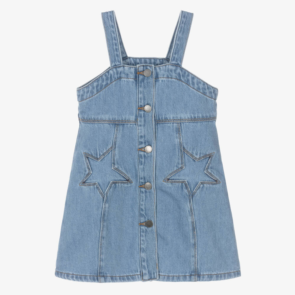 Stella McCartney Kids-Girls Blue Denim Sleeveless Star Dress | Childrensalon Outlet