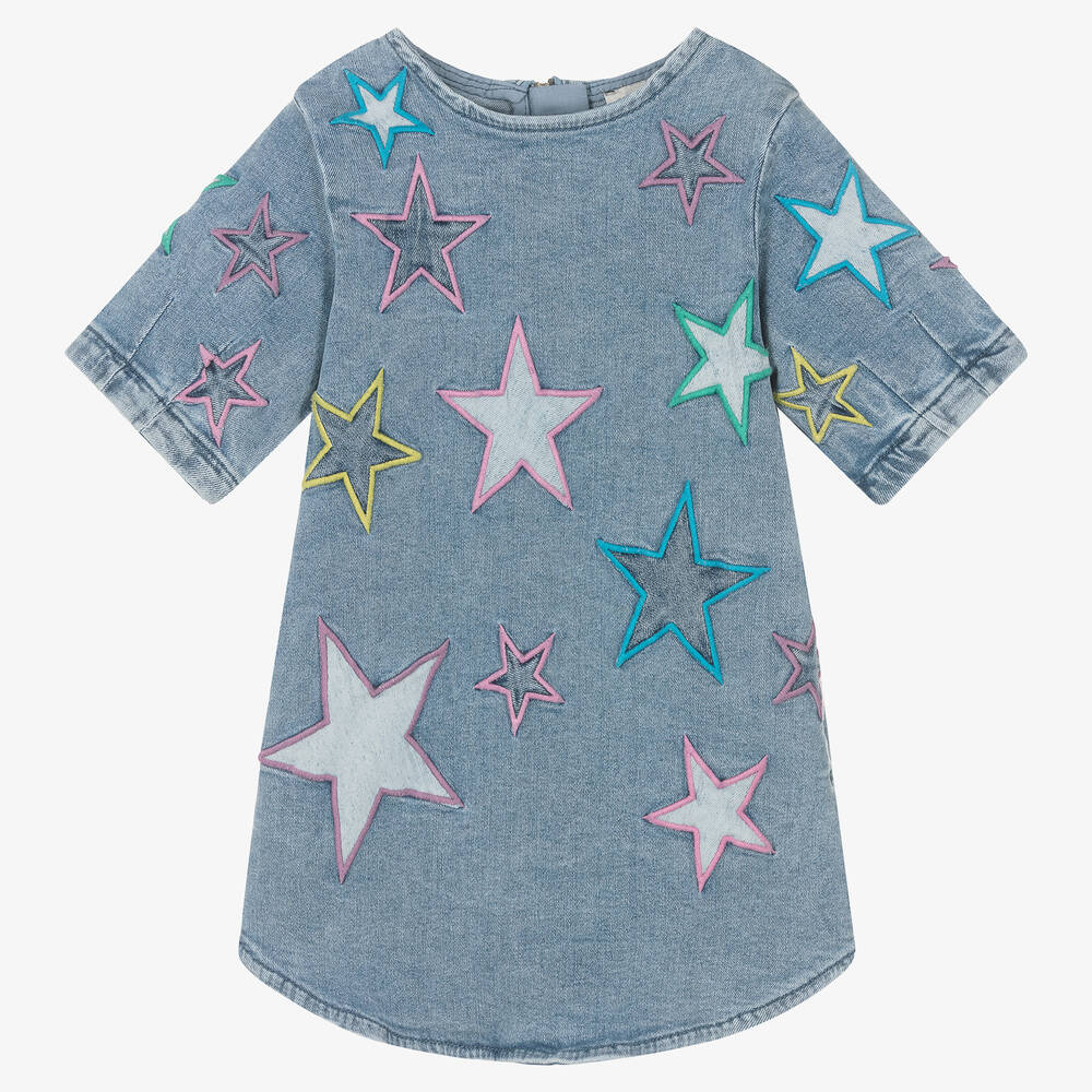 Stella McCartney Kids - Голубое джинсовое платье со звездами для девочек | Childrensalon