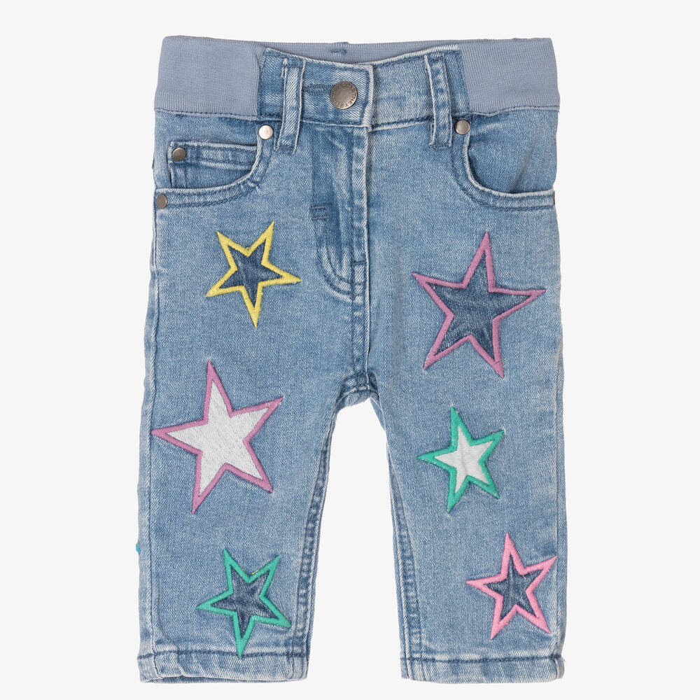 Stella McCartney Kids - Girls Blue Denim Star Jeans | Childrensalon
