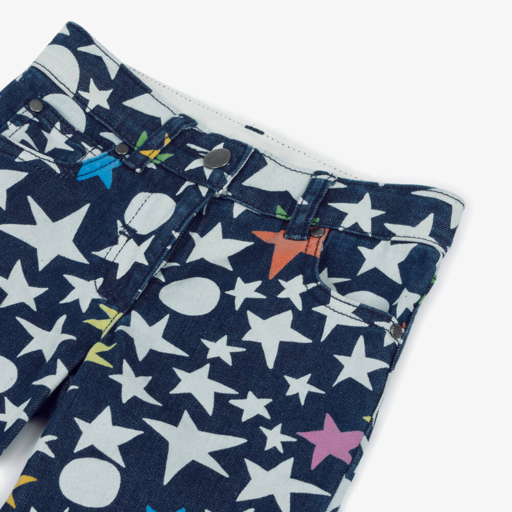 Stella McCartney Kids-Girls Blue Denim Star Print Jeans | Childrensalon Outlet