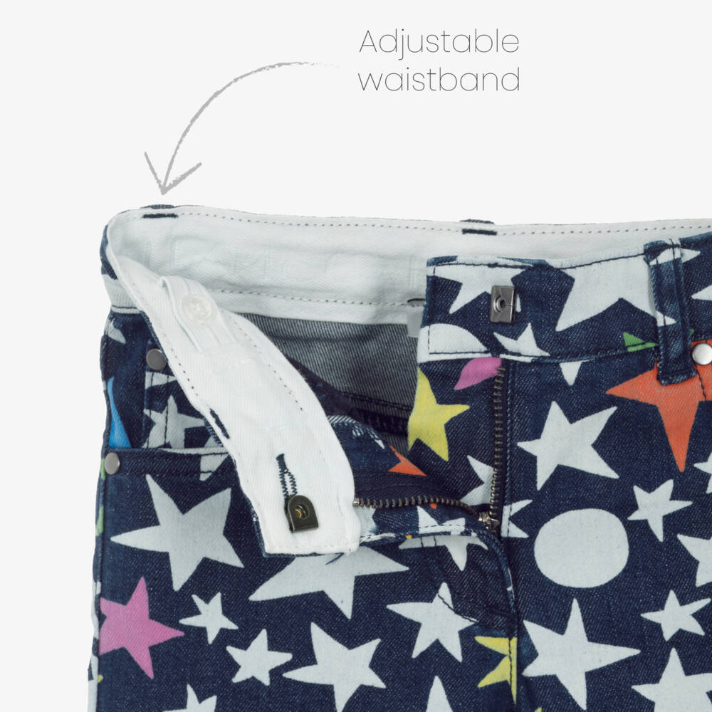 Stella McCartney Kids-Girls Blue Denim Star Print Jeans | Childrensalon Outlet