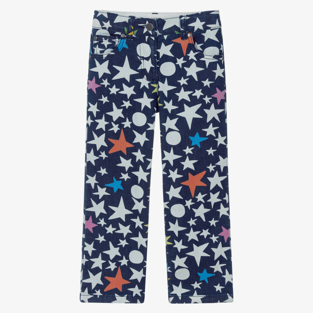 Stella McCartney Kids-Girls Blue Denim Star Print Jeans | Childrensalon Outlet