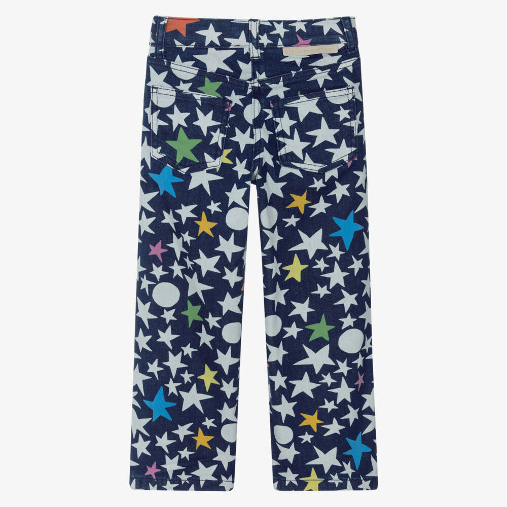 Stella McCartney Kids-Girls Blue Denim Star Print Jeans | Childrensalon Outlet