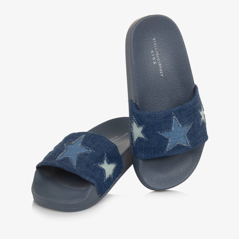 Stella McCartney Kids-Girls Blue Denim Star Sliders | Childrensalon Outlet