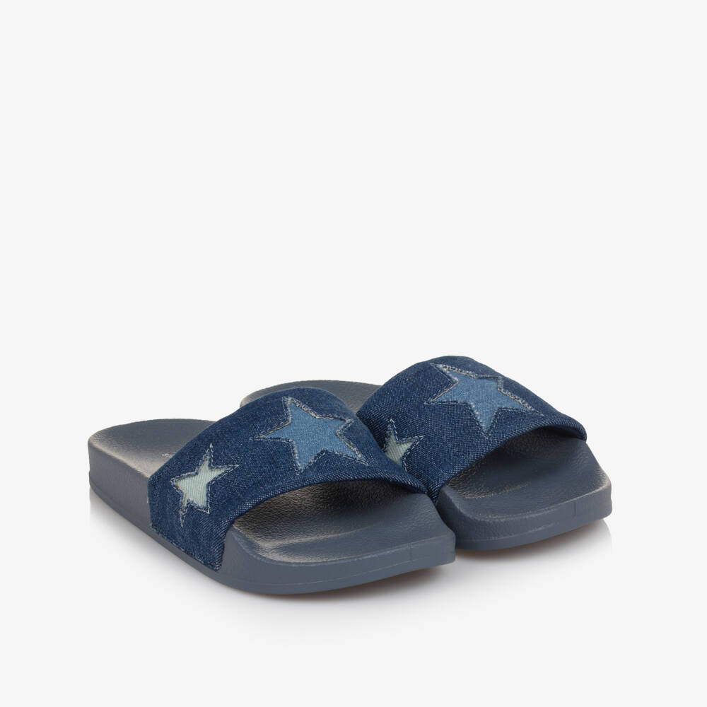 Stella McCartney Kids-Girls Blue Denim Star Sliders | Childrensalon Outlet